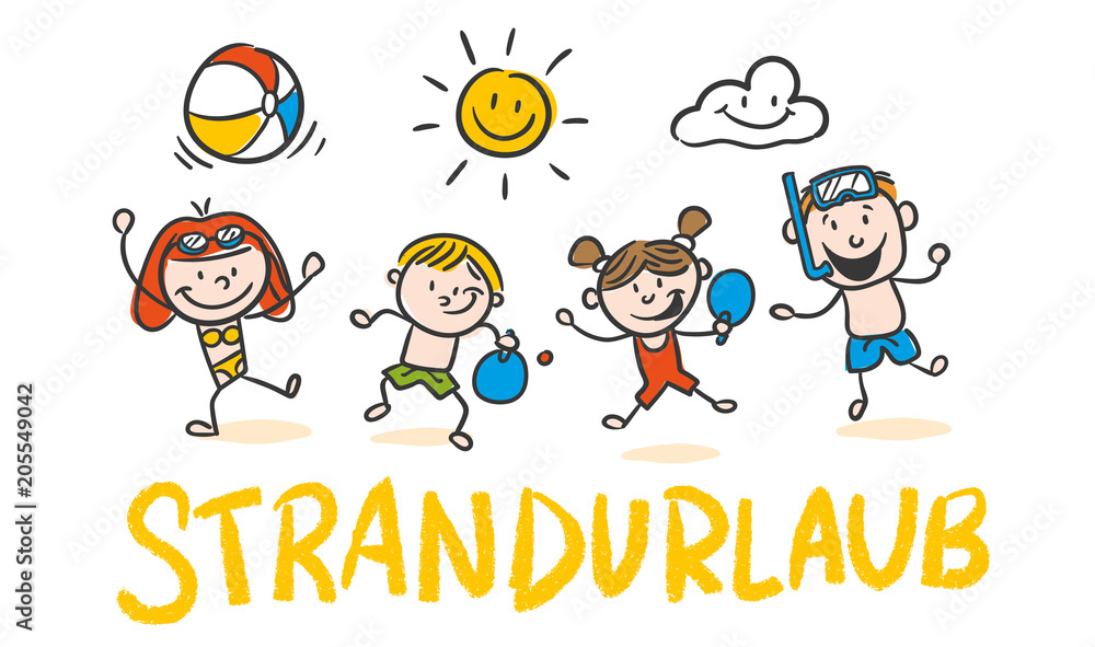 Naklejka premium Kinder Strandurlaub