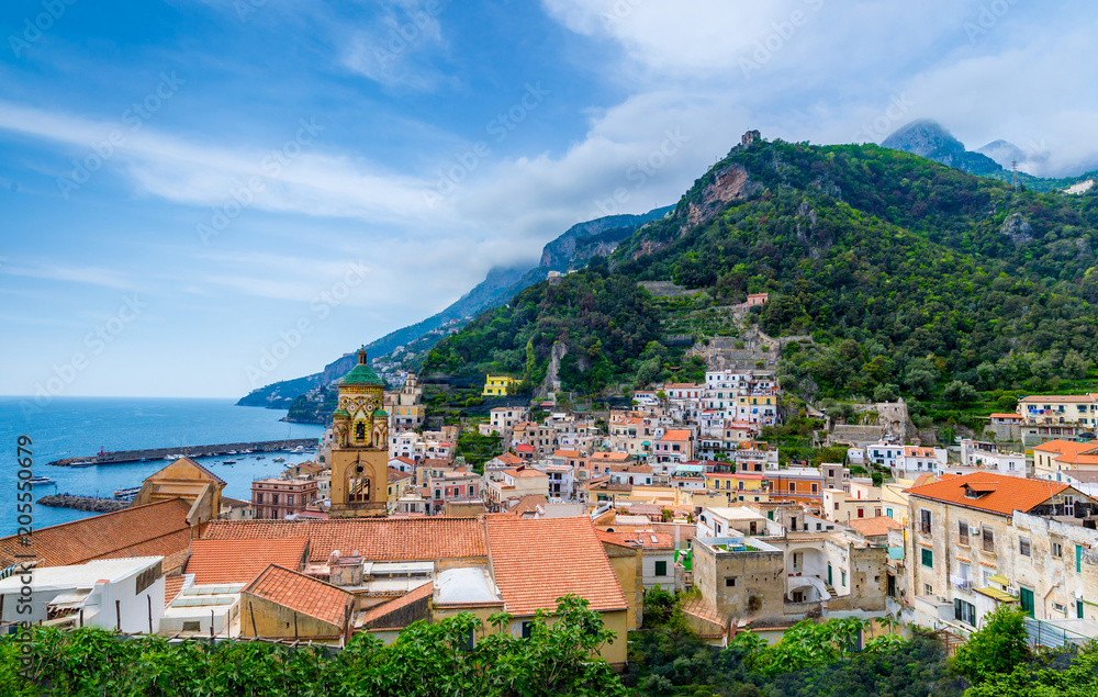 View of Amalfi town at Amalfi coast, Italy.
