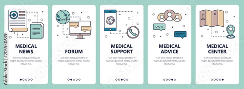 Vector line art web and mobile app template set