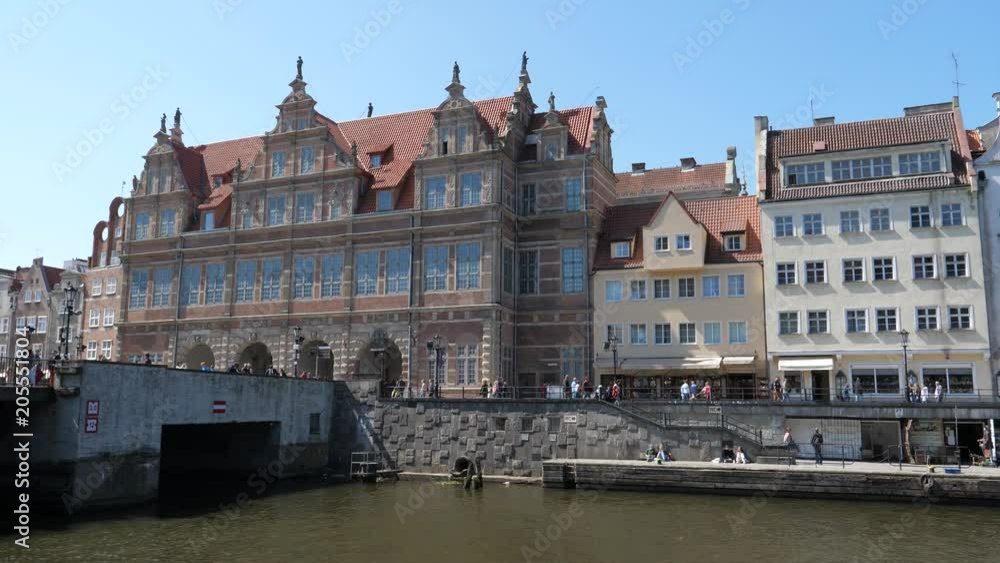 Panorama view of beautiful architecture buildings facade line in city center in Gdansk Poland Panorama view of beautiful architecture buildings facade line in city center in Gdansk Poland