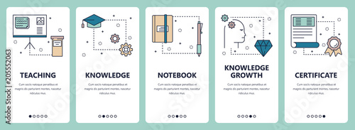 Vector line art web and mobile app template set