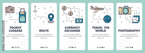 Vector line art web and mobile app template set
