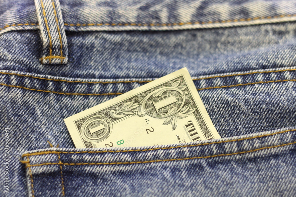 jeans con in tasca 1 dollaro USA americano concetto business Stock Photo |  Adobe Stock
