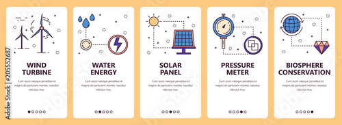 Vector line art web and mobile app template set