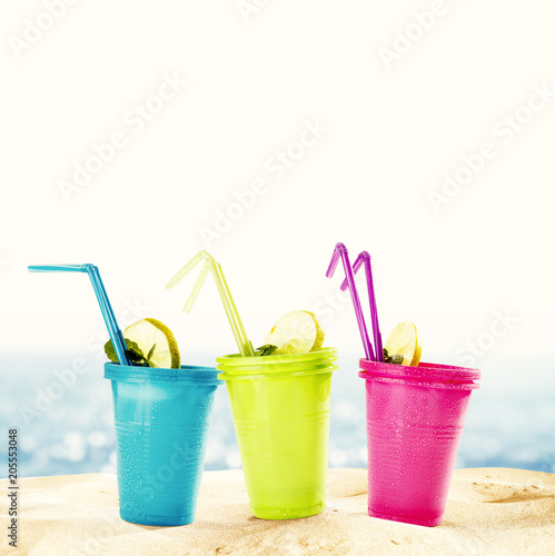 summer drinks on beach 