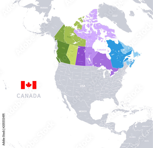 Vector Administrative Colorful Canada Map