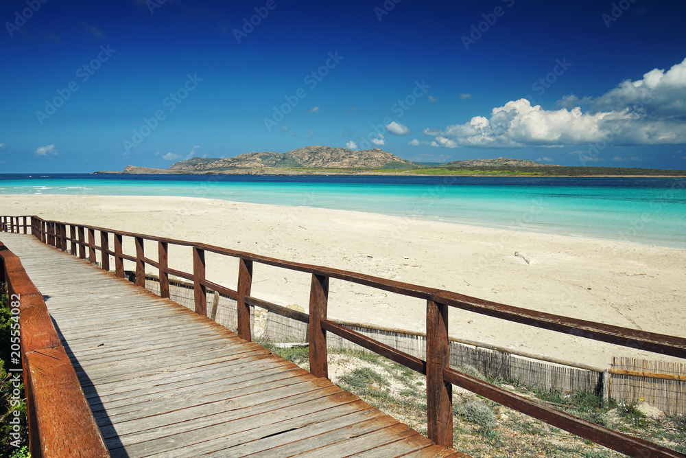Fototapeta premium Holzbohlenweg am Strand