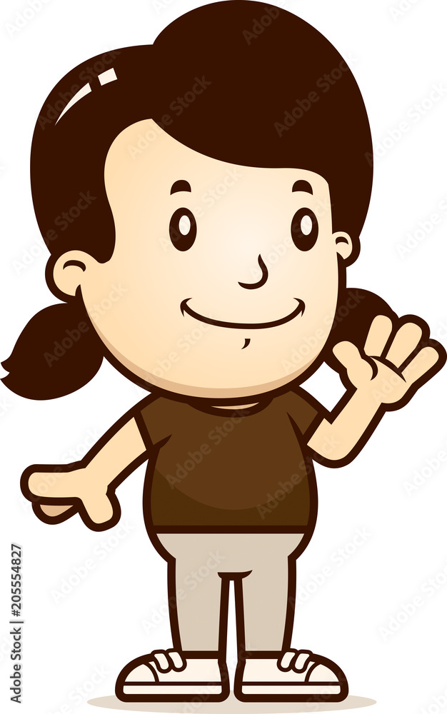 Cartoon Girl Waving Cartoon Girl Waving
