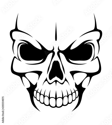 Angry skull on a white background