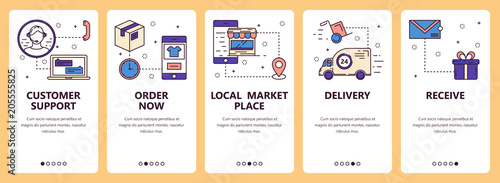 Vector line art web and mobile app template set