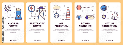 Vector line art web and mobile app template set