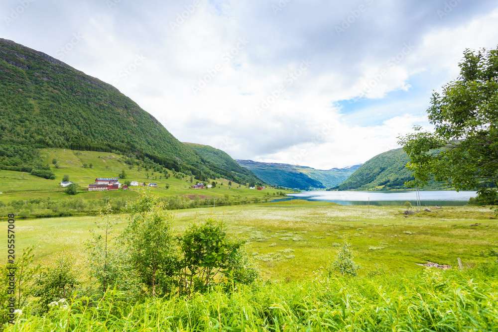 Summer mountains landscape in Norway.