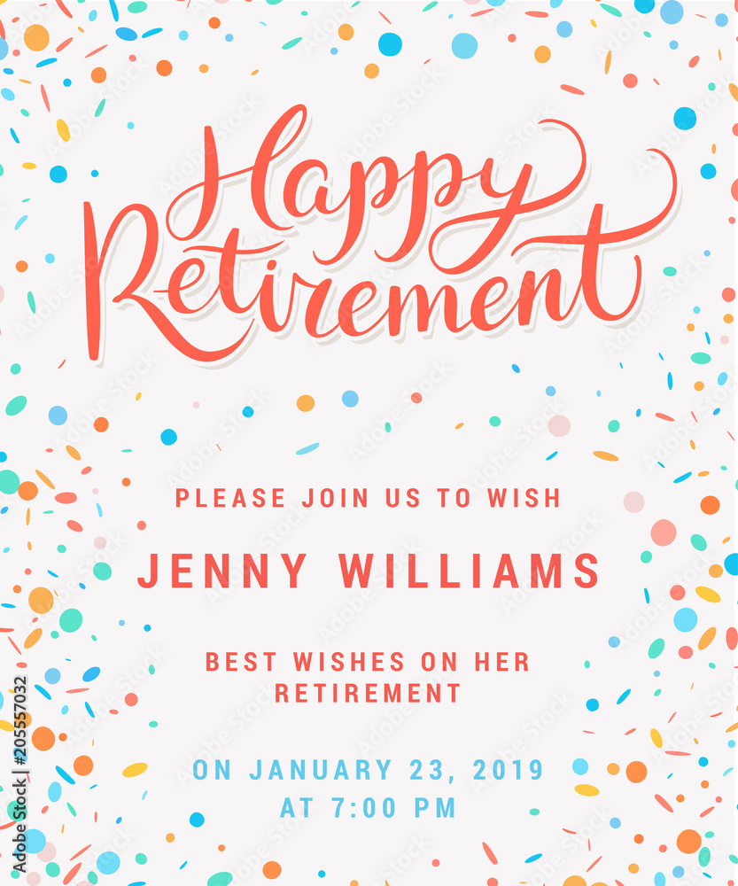 Happy retirement. Party invitation. - obrazy, fototapety, plakaty 