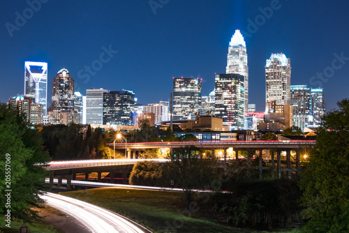 Night skyline of Charlotte North Carolina