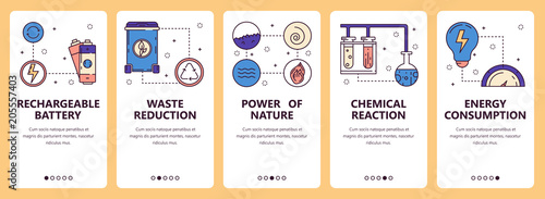 Vector line art web and mobile app template set