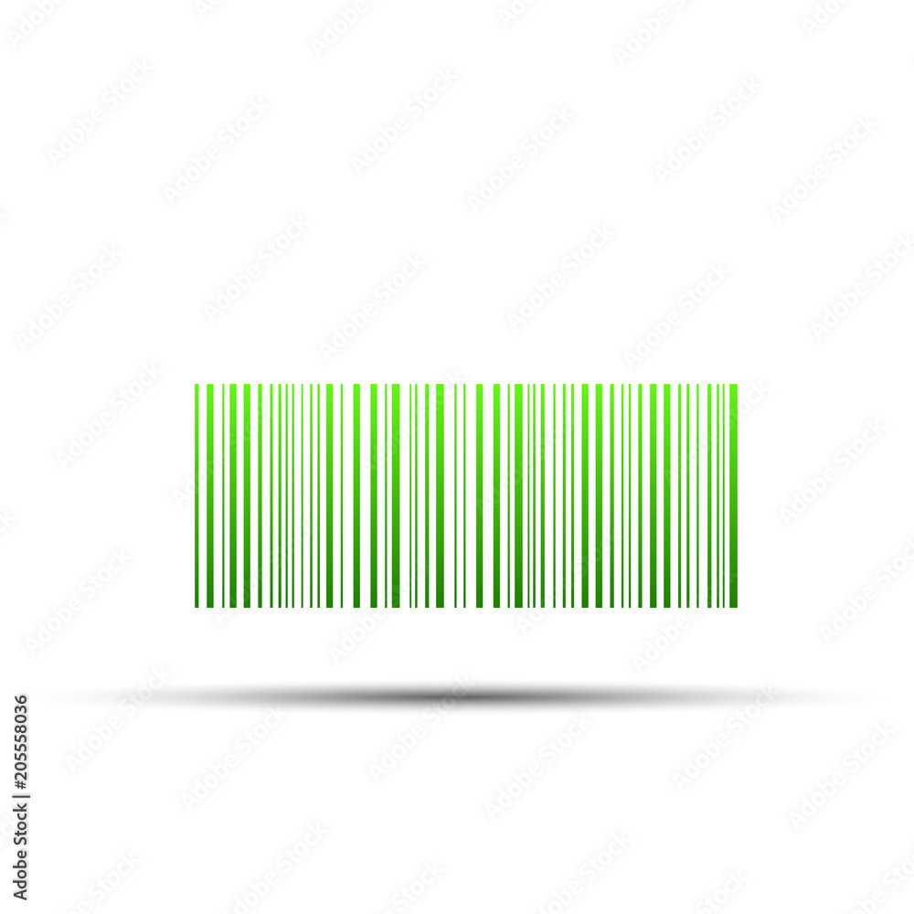 Green barcode on a white background with a shadow Green barcode on a white background with a shadow