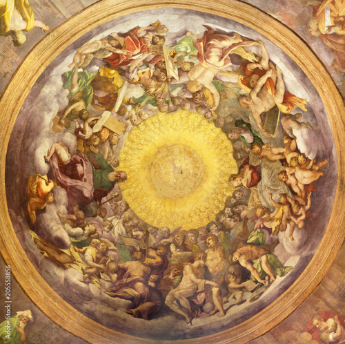 PARMA, ITALY - APRIL 17, 2018: The  fresco of Assumpiton in the cupola of church Chiesa di Santa Maria degli Angeli da Giovan Battista Tinti  (1588 - 1589). photo