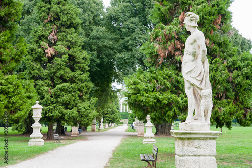 The main avenue of Querini park in Vicenza with its typical ornamental statues and sculptures
