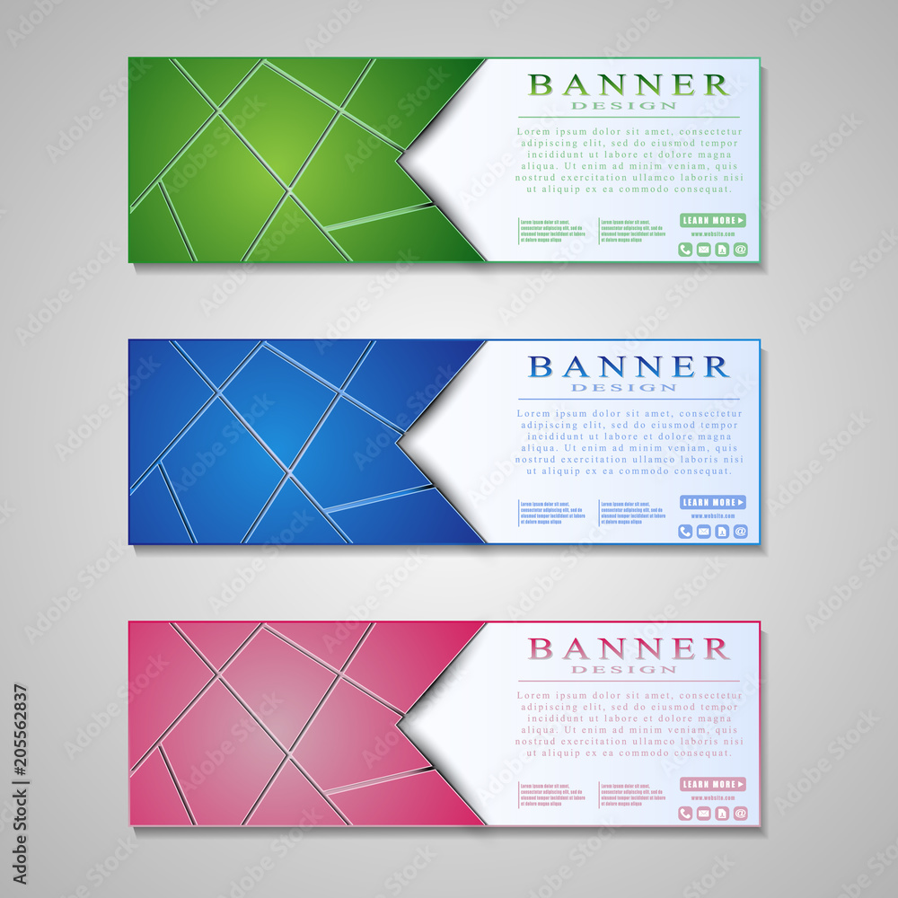 set of colored info graphic banners with different symbol set of colored info graphic banners with different symbol