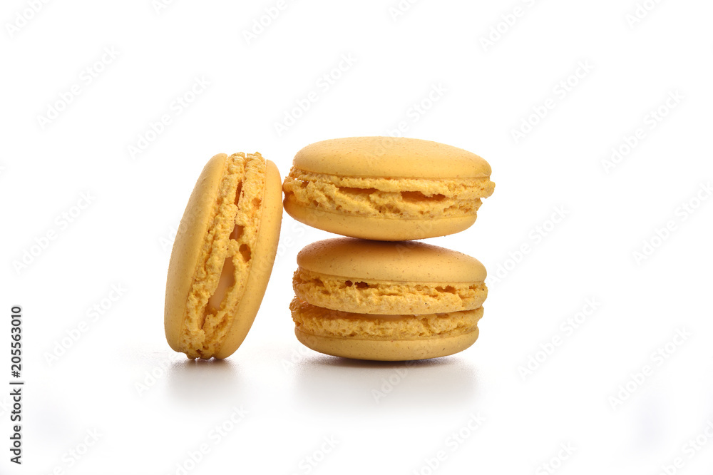 Yellow macaroons isolated on white Yellow macaroons isolated on white