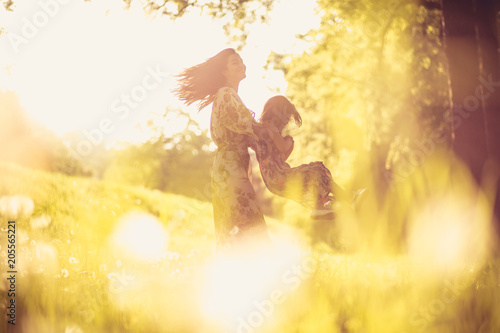 Enjoy in nature. Mother and daughter.