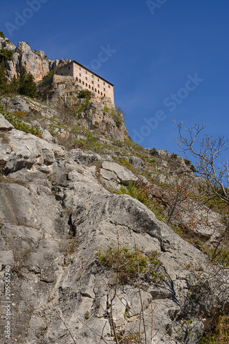 Hermitage of Sant'Onofrio in Morrone perched on the mountain