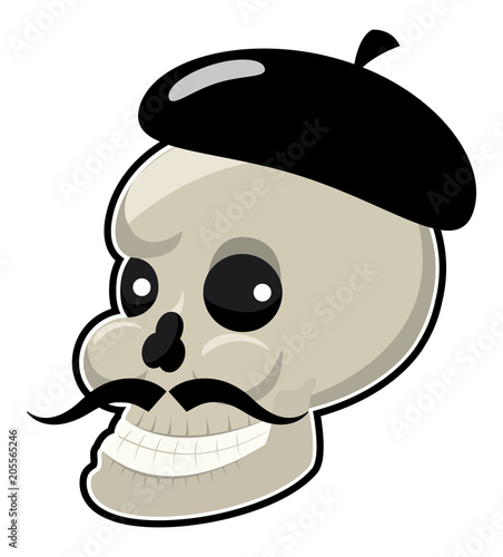 Skull with mustache and hat