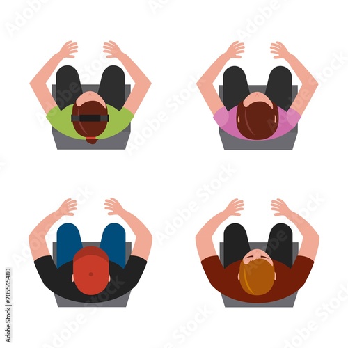 top view people sitting on chair vector illustration