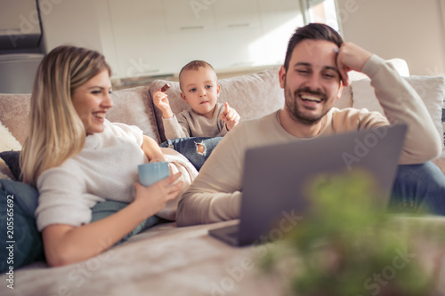 Happy family enjoying at home