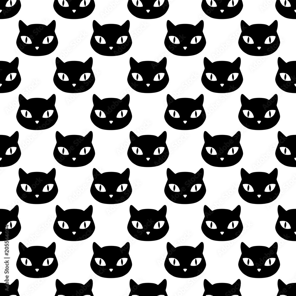 Cat heads seamless pattern