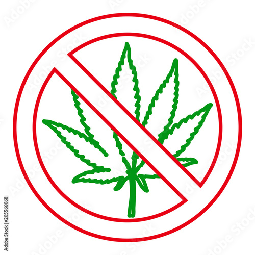 Hand drawn marijuana leaf stop sign