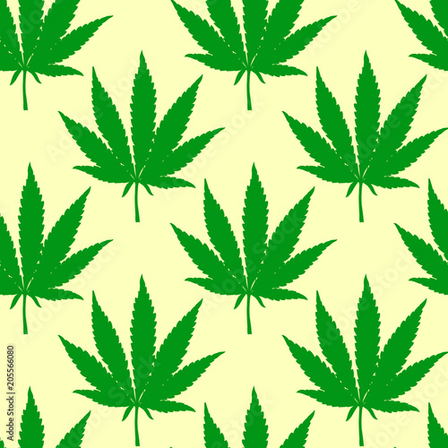 Hand drawn marijuana leaf seamless pattern