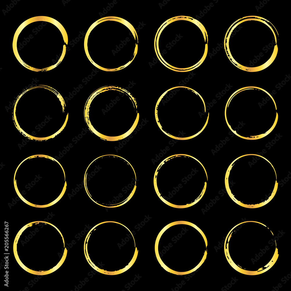 Golden paint strokes frames set Golden paint strokes frames set