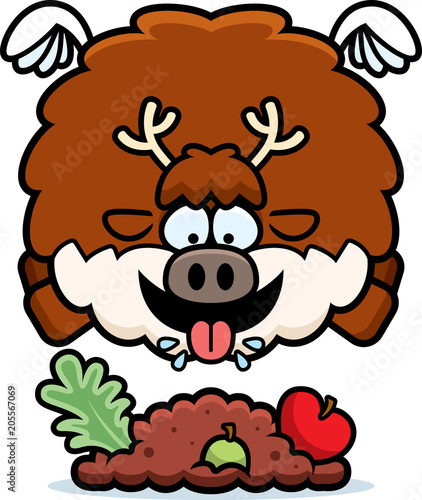 Cartoon Reindeer Eating