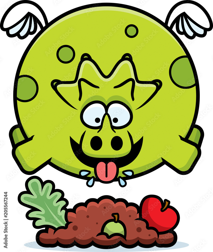 Obraz premium Cartoon Triceratops Eating