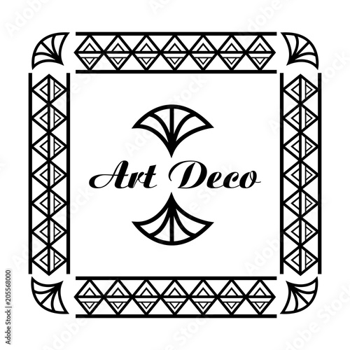 art deco frame elegant decorative square style vector illustration green