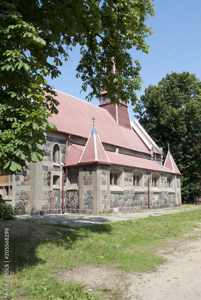 Russia, Kaliningrad region, Yantarny settlement (Palmniken). July 5 2012. Church Of The Most Holy Mother Of God Russia, Kaliningrad region, Yantarny settlement (Palmniken). July 5 2012. Church Of The Most Holy Mother Of God