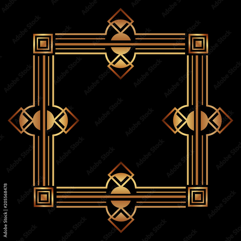 Fototapeta premium elegant antiquarian frame in art deco style filigree ornament vector illustration