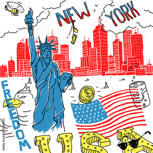 Vector Illustration Sketch America New York