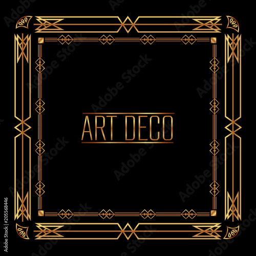 elegant antiquarian frame in art deco style filigree ornament vector illustration