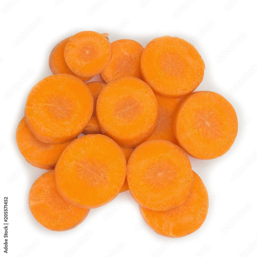 carrot sliced isolated on white background carrot sliced isolated on white background