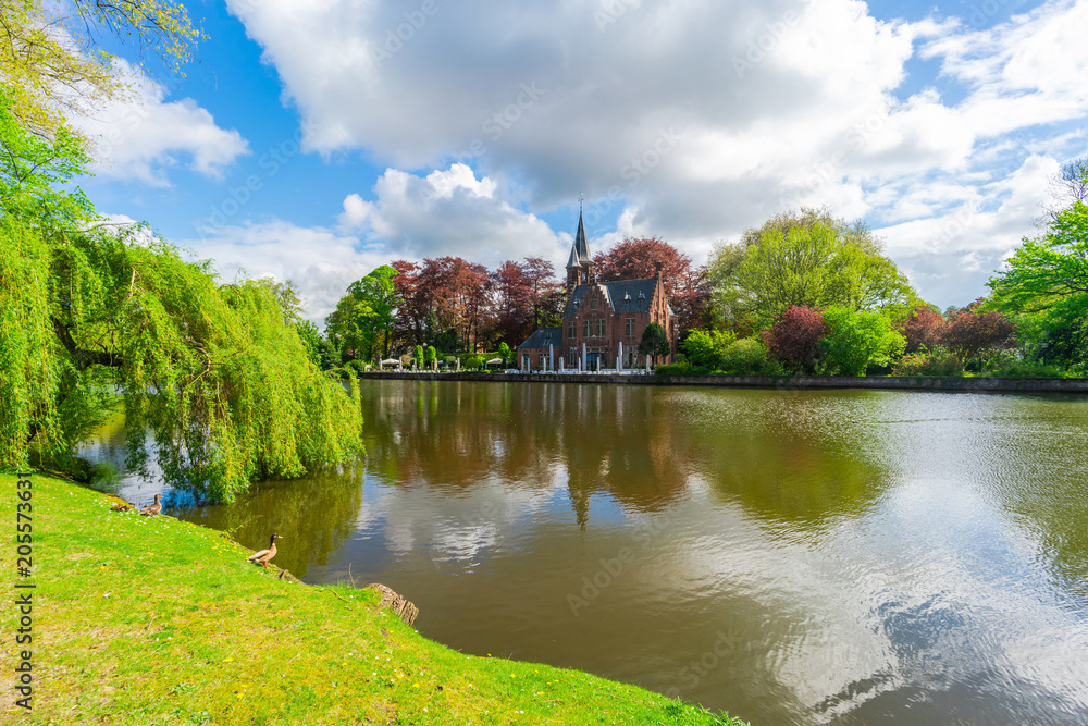 View of the Lake of Love in Bruges, Belgium
