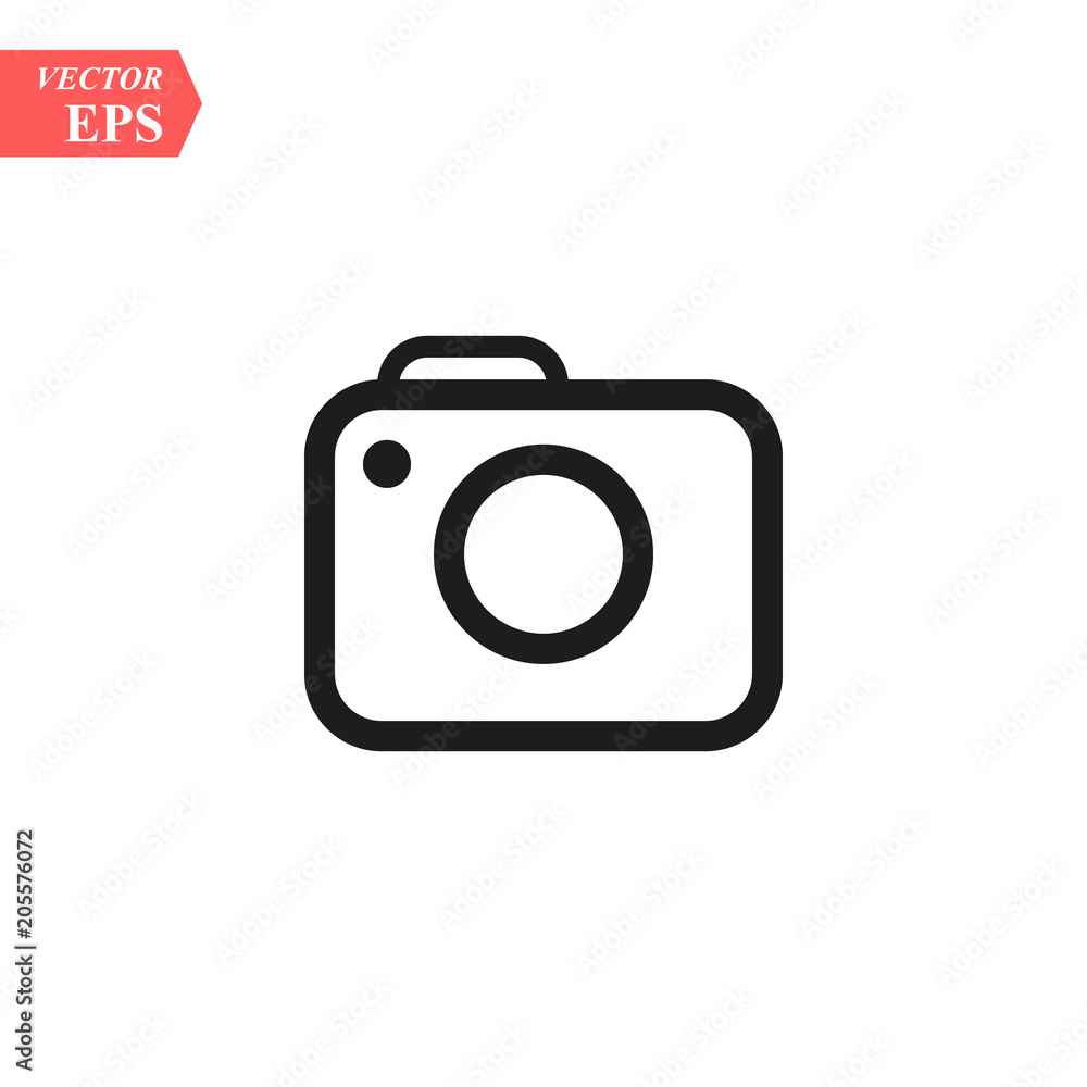 Camera Icon in trendy flat style isolated on grey background. Camera symbol for your web site design, logo, app, UI. Vector illustration Camera Icon in trendy flat style isolated on grey background. Camera symbol for your web site design, logo, app, UI. Vector illustration