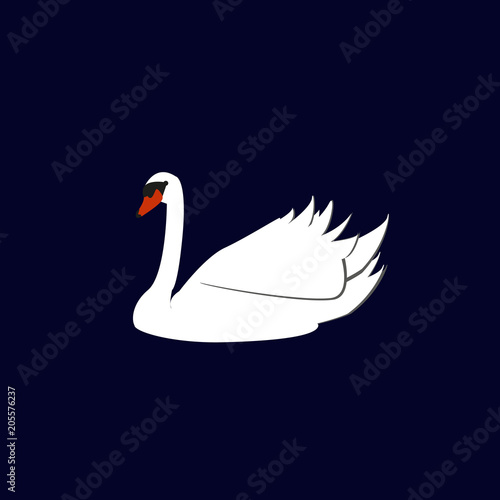 Fototapeta Naklejka Na Ścianę i Meble -  Vector illustration white bird swan icon, logo, sign or symbol isolated on white background.