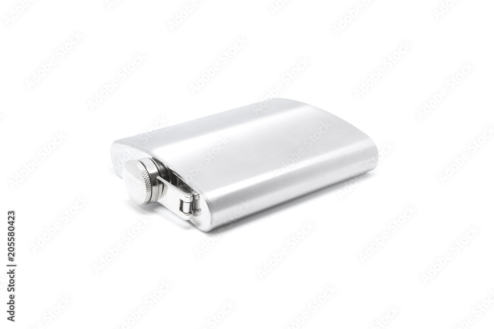 Stainless hip flask isolated on white background Stainless hip flask isolated on white background
