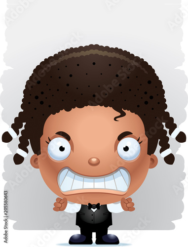 Angry Cartoon Girl Waiter