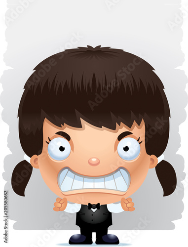 Angry Cartoon Girl Waiter