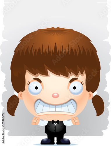 Angry Cartoon Girl Waiter
