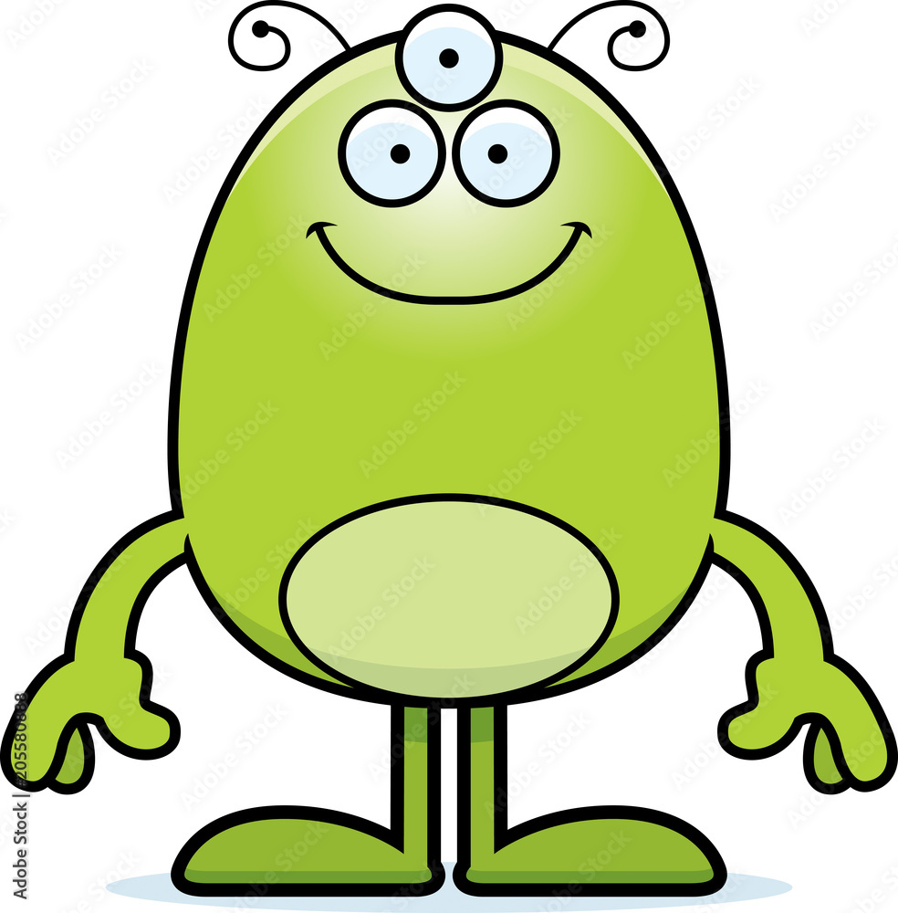 Naklejka premium Cartoon Alien Smiling