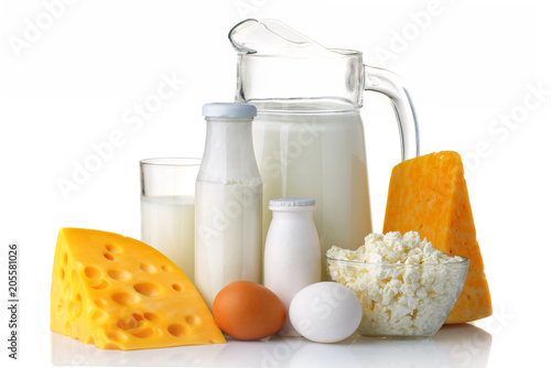 Obraz na płótnie Dairy and protein products concept. Isolated on a white background w salonie